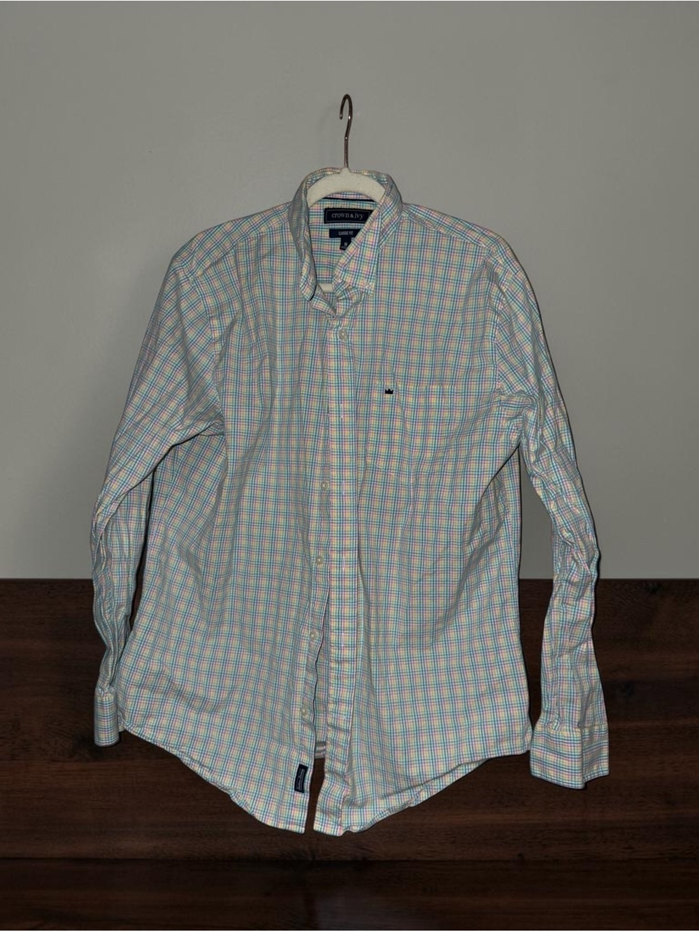 crown & ivy Blue, Green and Pink Plaid Button-Down Shirt